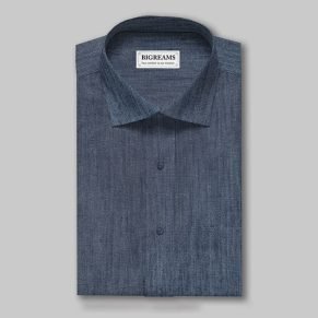 Unstitched Indigo Cotton Denim Shirt Fabric